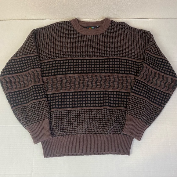 Spettro 90’s Brown/Black Crew Neck Grandpa Holiday  Knit Sweater Size XL - Picture 1 of 5